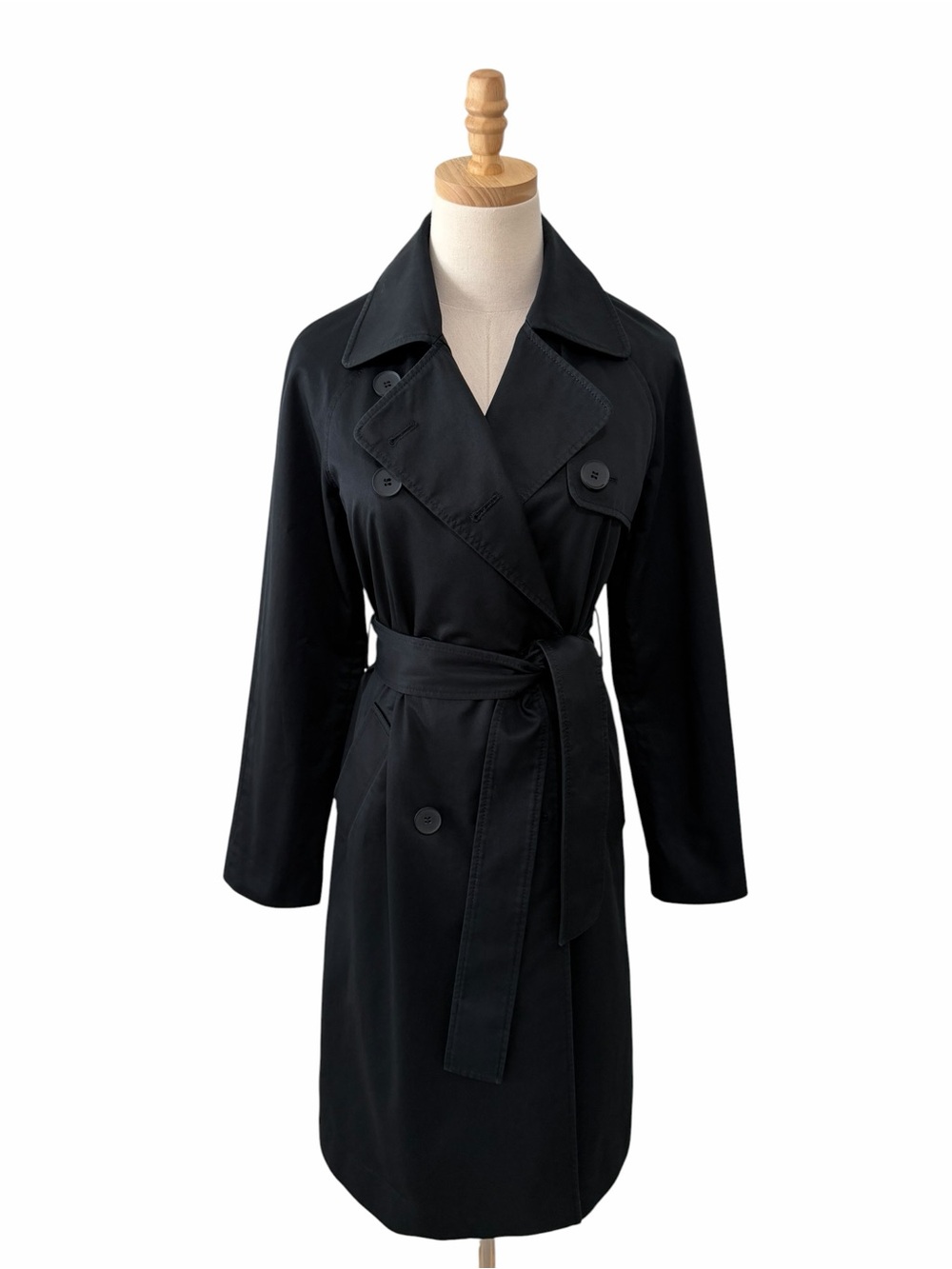 Everlane The  Modern Trench Coat Black Size XS 100% Cotton Double-Breasted